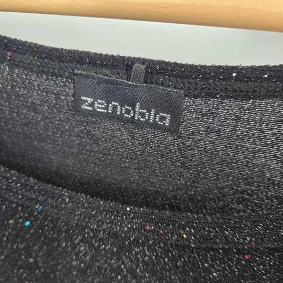 Vintage Zenobia Black Y2K Glitter Shimmer Going Out Blouse 3XL - Picture 9 of 11